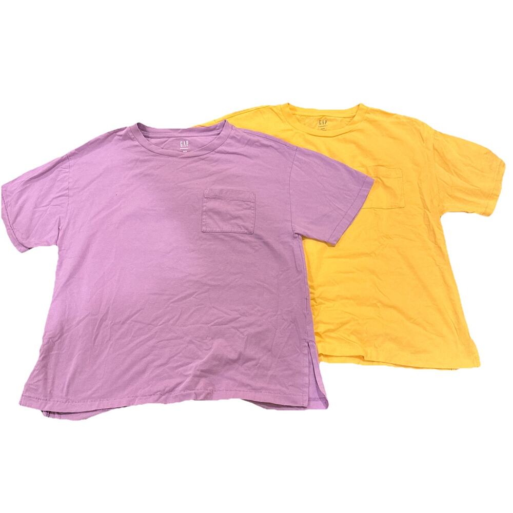 LOT OF 2! GAP O/sized Pocket Crewneck Tee Wmns XS/S Lavender&Cantaloupe
